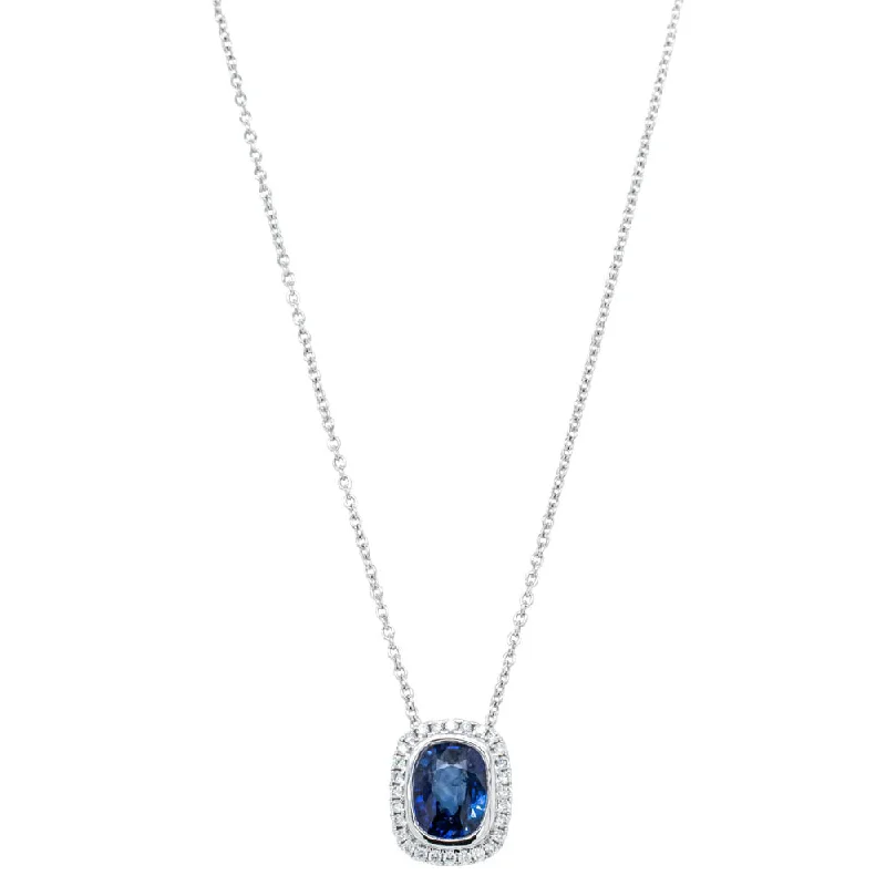 religious necklaces for women-18ct White Gold 2.07ct Sapphire & Diamond Isla Pendant