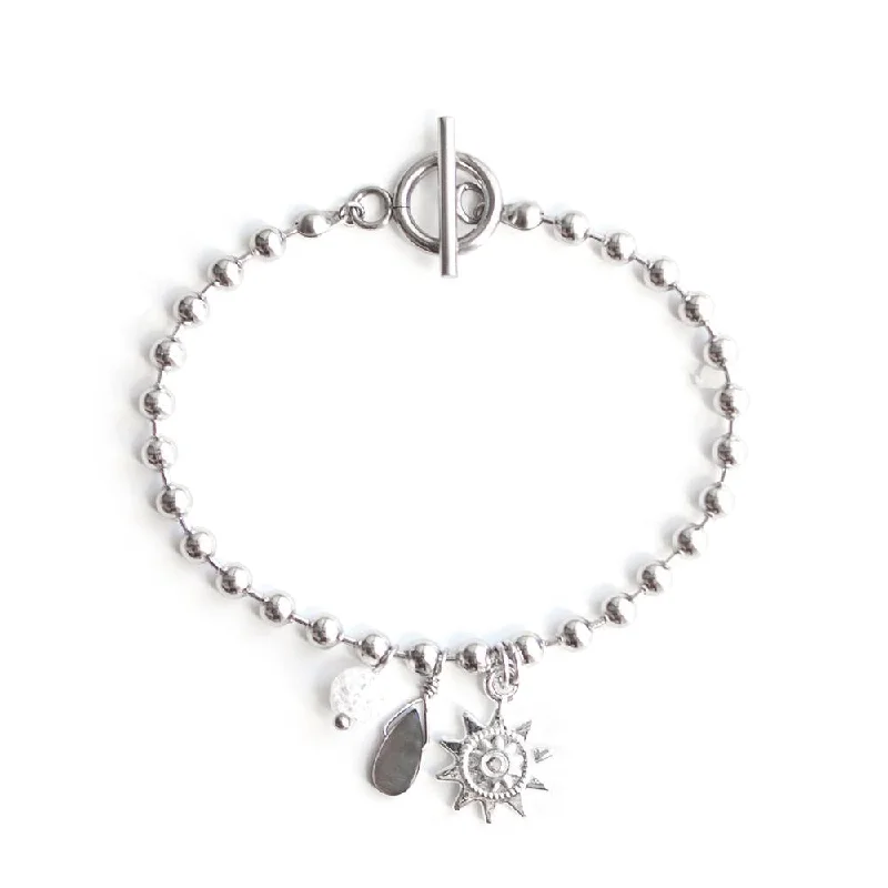 bangle bracelets with charms-Silver Plated Aube Bracelet