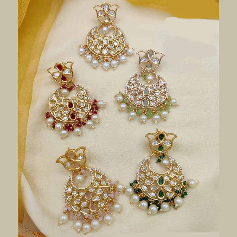 chunky gold earrings for women-Jewel Addiction Gold Plated Kundan Dangler Earrings