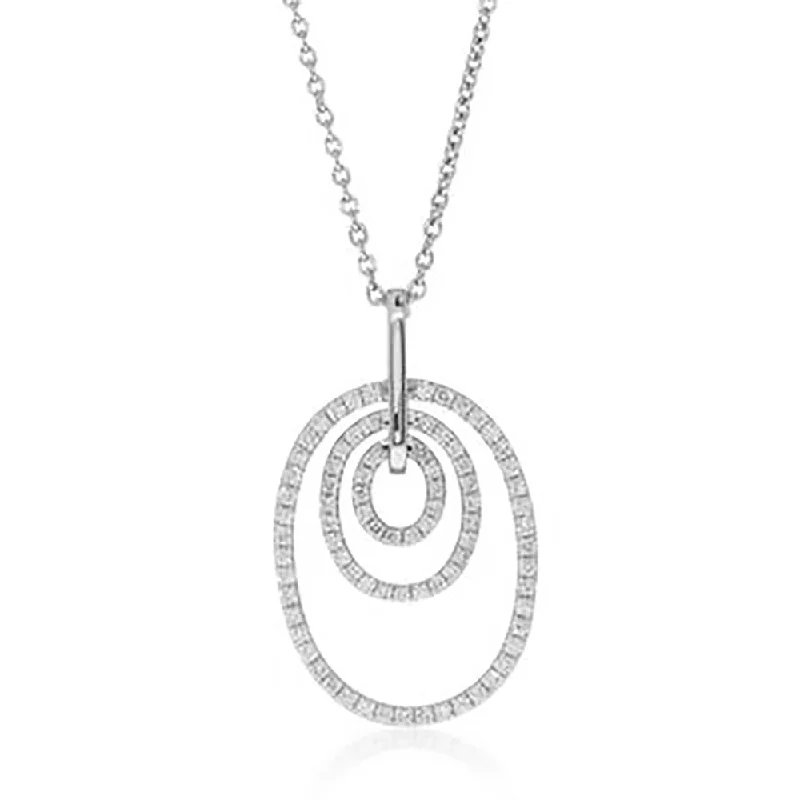 rhinestone necklaces for women-18ct White Gold .39ct Diamond Pendant