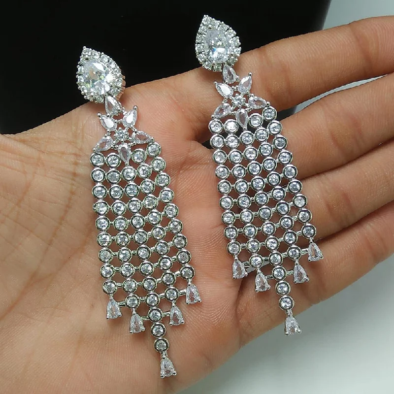 elegant pearl earrings for women-Manisha Jewellery Silver Plated AD Stone Dangler Earrings