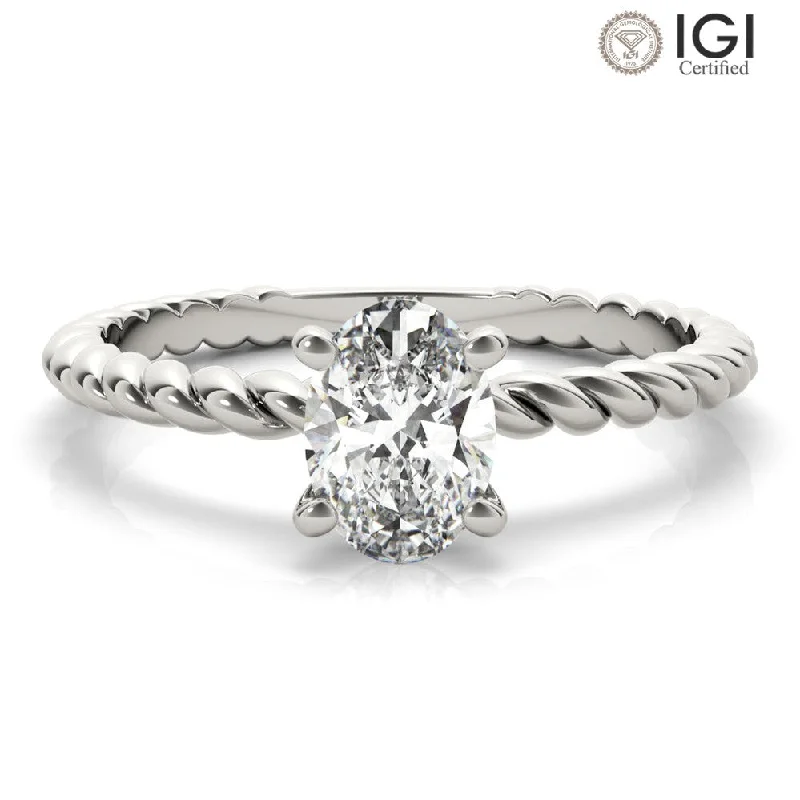 simple rings for women-Eleanor Oval Lab Grown Diamond Solitaire Engagement Ring IGI Certified