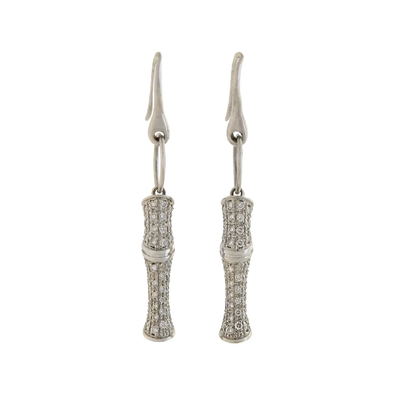 silver earrings with diamonds-GUCCI Estate 18kt Pavé Diamond Bamboo Motif Earrings