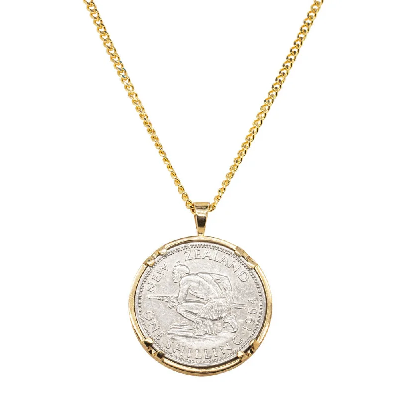 crystal necklaces for women-9ct Yellow Gold Shilling Coin Pendant