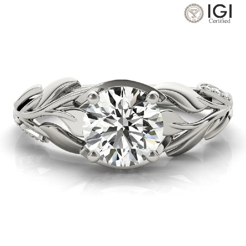 antique rings for women-Meadow Round Lab Grown Diamond Solitaire Engagement Ring IGI Certified