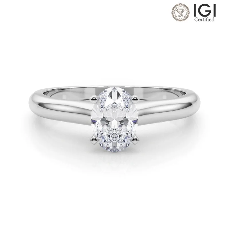 rose gold rings for women-Isabella Oval Lab Grown Diamond Solitaire Engagement Ring IGI Certified