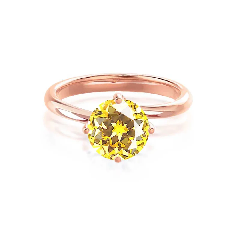 simple engagement rings-ANNORA - Chatham® Yellow Sapphire 18k Rose Gold Twist Solitaire Ring