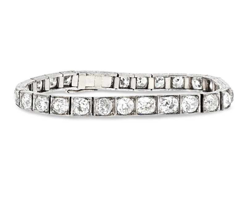 gemstone bangle bracelets for women-Art Deco Diamond Line Bracelet