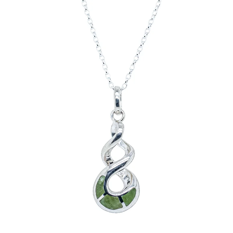 layered necklaces for women-Sterling Silver NZ Greenstone Twist Pendant