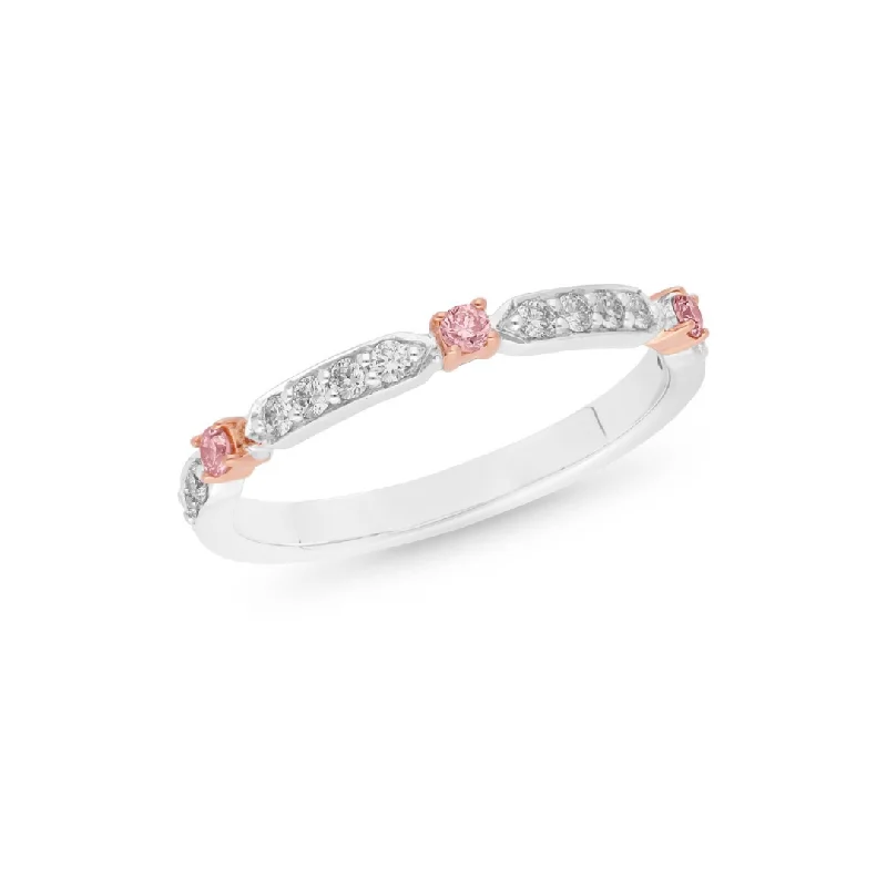 fashion wedding rings for women-Stationed Light Pink and White Diamond Band