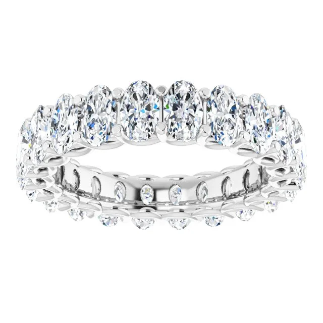 birthstone rings for wedding-4.52 ct. Oval Diamond Eternity Band Double Trellis Setting