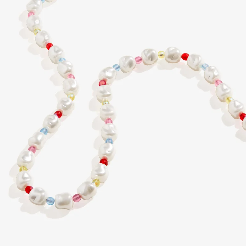 classic necklaces for women-Pearl Color Pop Beaded Necklace