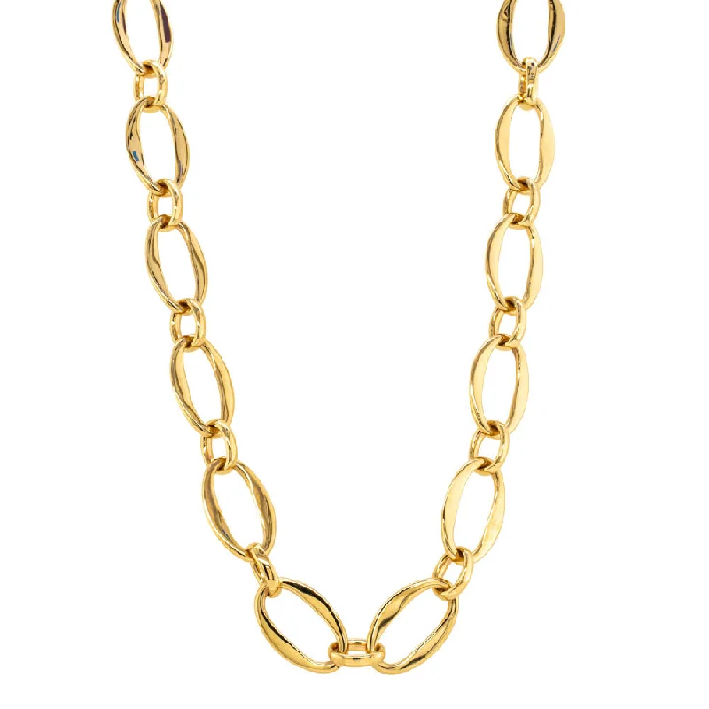 luxury necklaces for women-9ct Yellow Gold Modern Oval Link Necklace