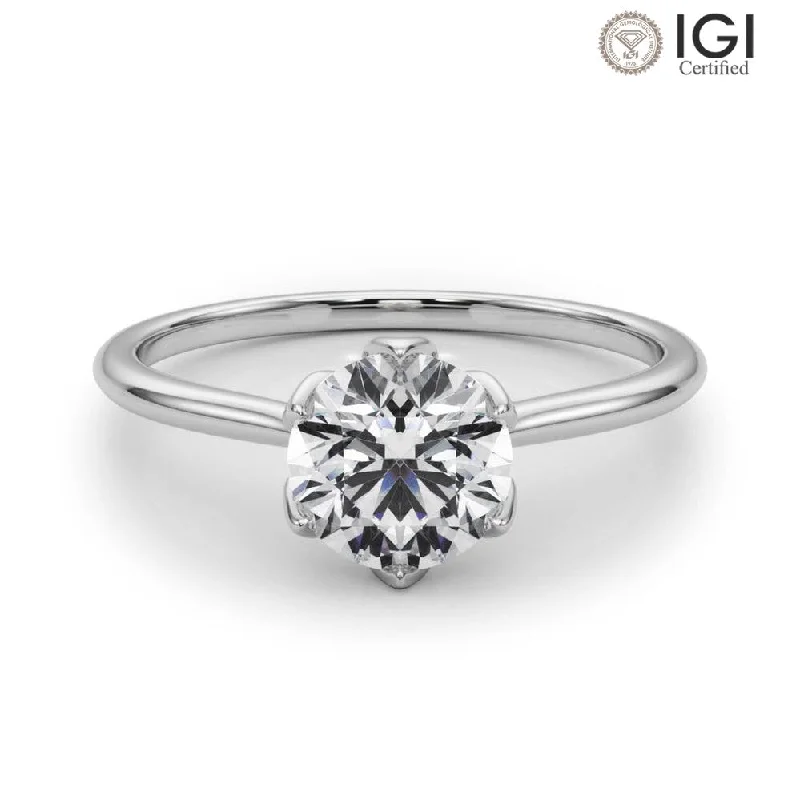 custom birthstone rings for women-Esme Round Lab Grown Diamond Solitaire Engagement Ring IGI Certified