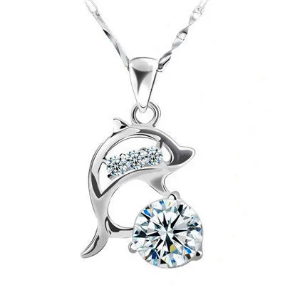 diamond necklaces for women-Trendy AAA Cubic Zircon Dolphin Pendant Necklace