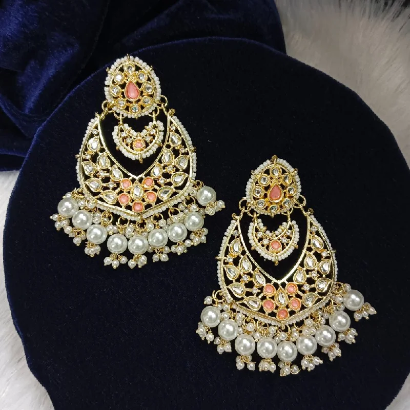 designer earrings for women-Bhavi Kundan Stone Gold Plated Dangler Earrings