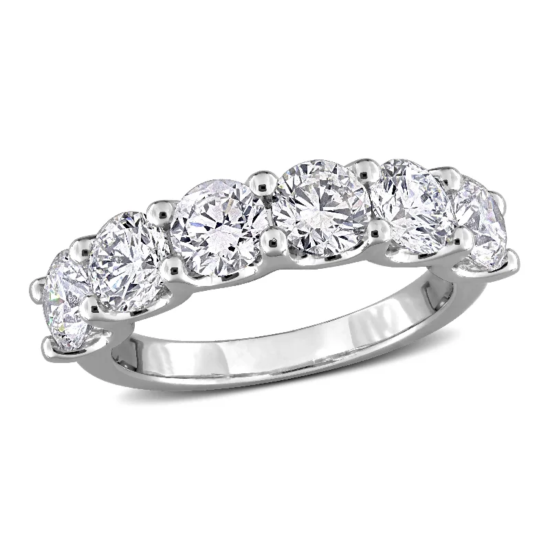 custom-made diamond engagement rings-Created Forever 3ct TW Lab-Grown Diamond 6-Stone Anniversary Band in 14k White Gold