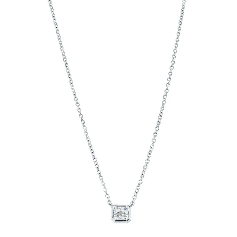 short necklaces for women-18ct White Gold .46ct Radiant Cut Diamond Natalia Pendant