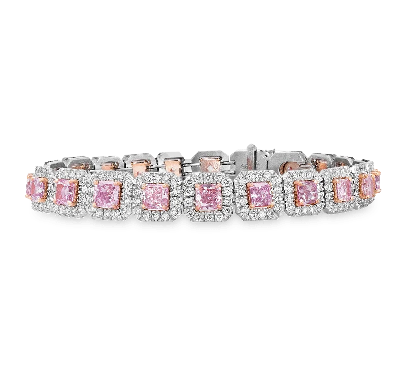 engraved bangles for women-Fancy Pink Diamond Bracelet, 6.47 carats