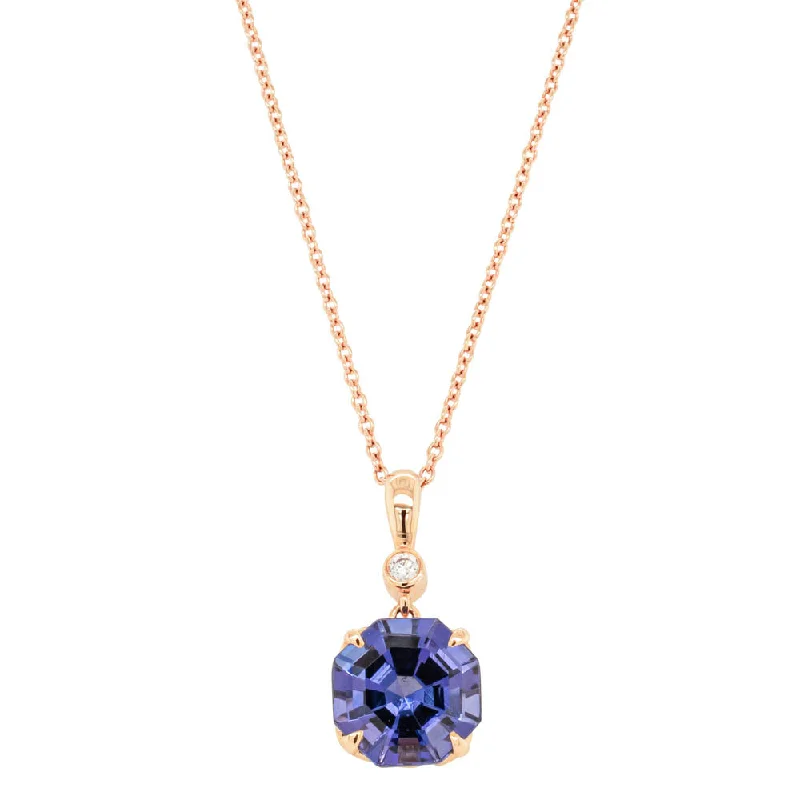 women’s layered silver necklaces-18ct Rose Gold Tanzanite & Diamond Octavia Pendant