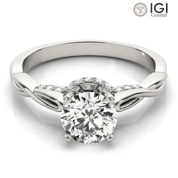 stylish rings for women-Infinity Round Lab Grown Diamond Solitaire Engagement Ring IGI Certified