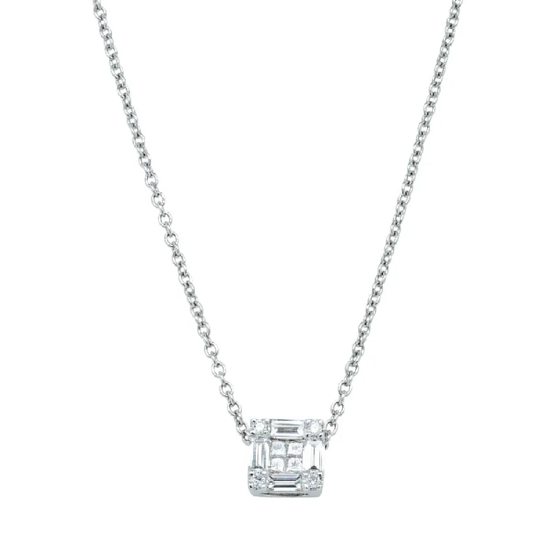 minimalist necklaces for women-18ct White Gold Diamond Quattro Pendant