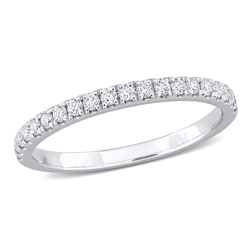 engagement rings for women-Created Forever 1/3ct TW Lab-Grown Diamond Semi-Eternity Anniversary Band in 14k White Gold