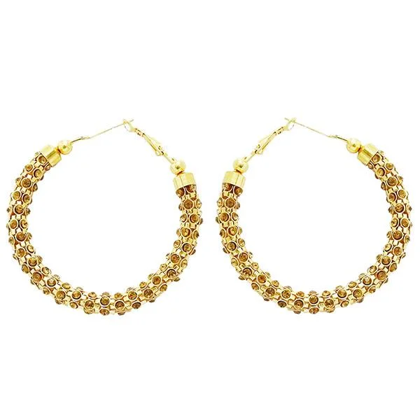 designer earrings for women-Bhavi Jewels Gold Plated Austrian Stone Hoop Earrings