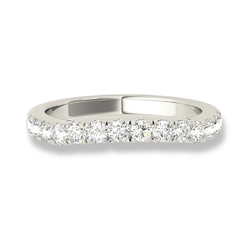 stylish rings for women-French Pave Set Diamond Curved Band