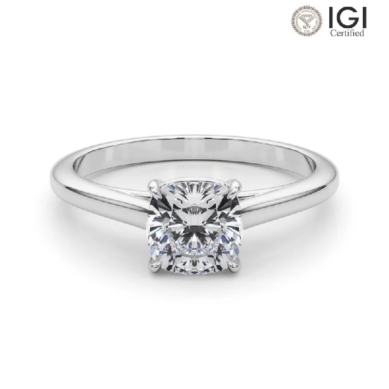 engagement rings for women-Amelia Cushion Lab Grown Diamond Solitaire Engagement Ring IGI Certified