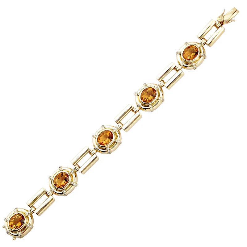 large bangles for women-Bracelet-Citrine and Diamond