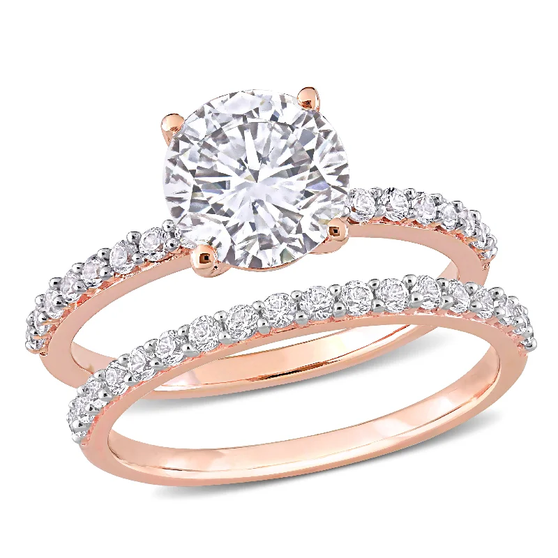 diamond wedding engagement rings-Mimi & Max 3 1/10ct TGW Created White Sapphire Brial Ring Set in 10k Rose Gold