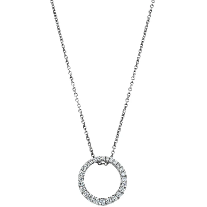 crystal necklaces for women-18ct White Gold .36ct Diamond Circle Pendant