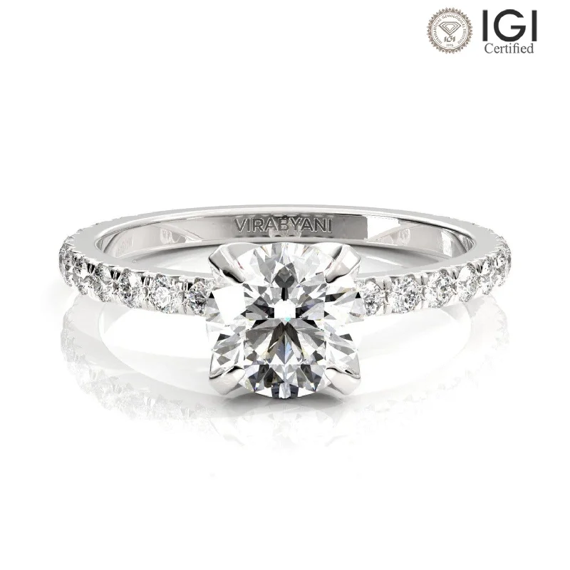 gemstone stacking rings for women-Chiara Round Lab Grown Diamond Engagement Ring IGI Certified