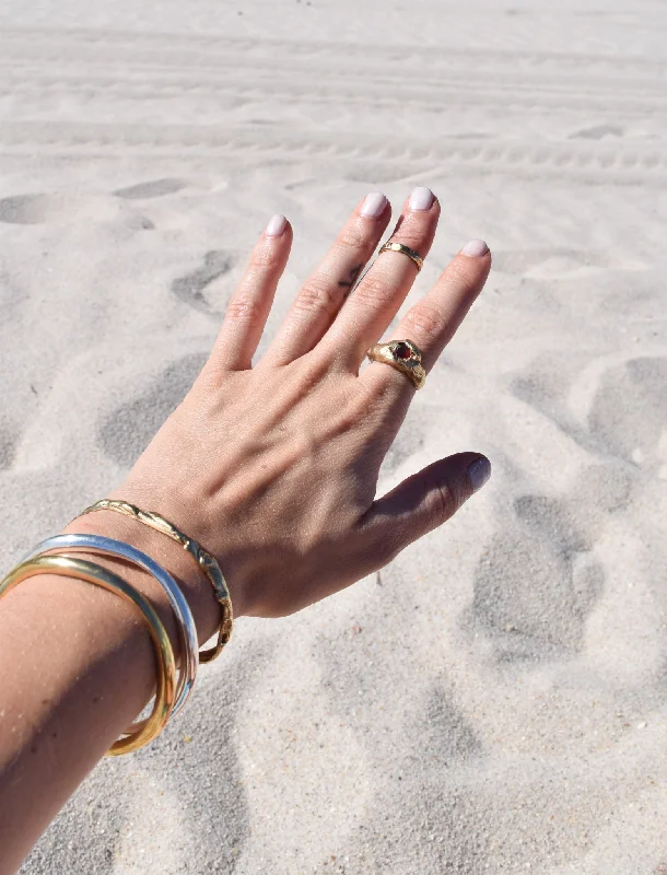 silver bangles for wedding-Wave Bracelet Set