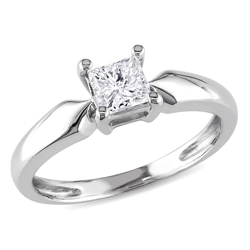 engagement rings with diamonds and sapphires-Mimi & Max 1/2ct TW Princess Cut Diamond Solitaire Ring 14k White Gold