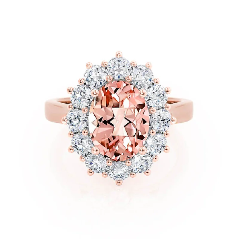 engagement rings for women-DIANA - Chatham® Champagne Sapphire & Lab Diamond 18k Rose Gold