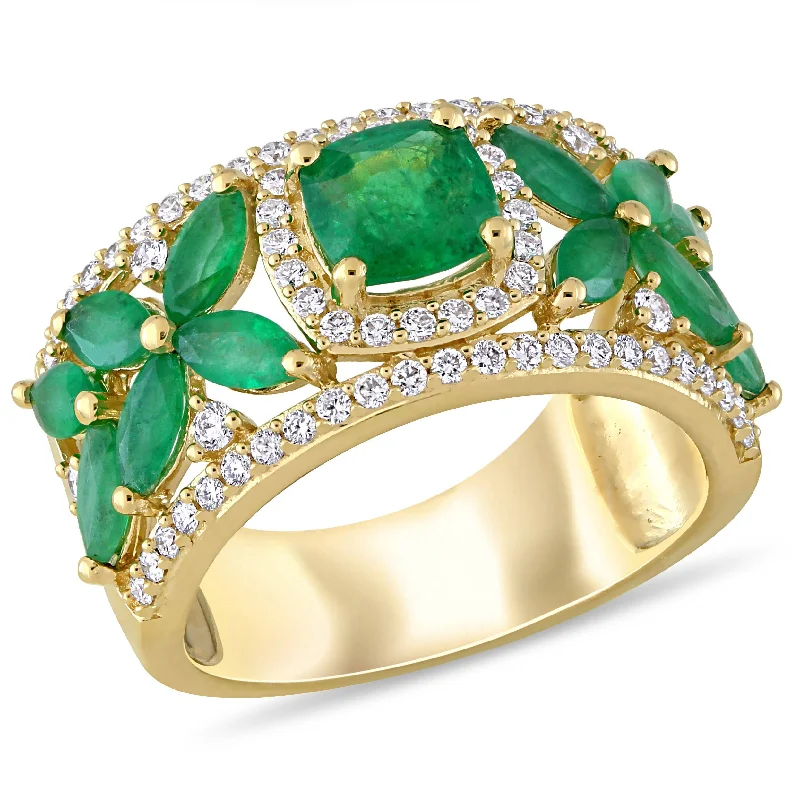 birthstone engagement rings-Mimi & Max 2 1/2ct TGW Emerald 1/2ct TW Diamond Ring 14k Yellow Gold