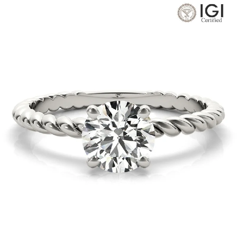 personalized rings for women-Eleanor Round Lab Grown Diamond Solitaire Engagement Ring IGI Certified