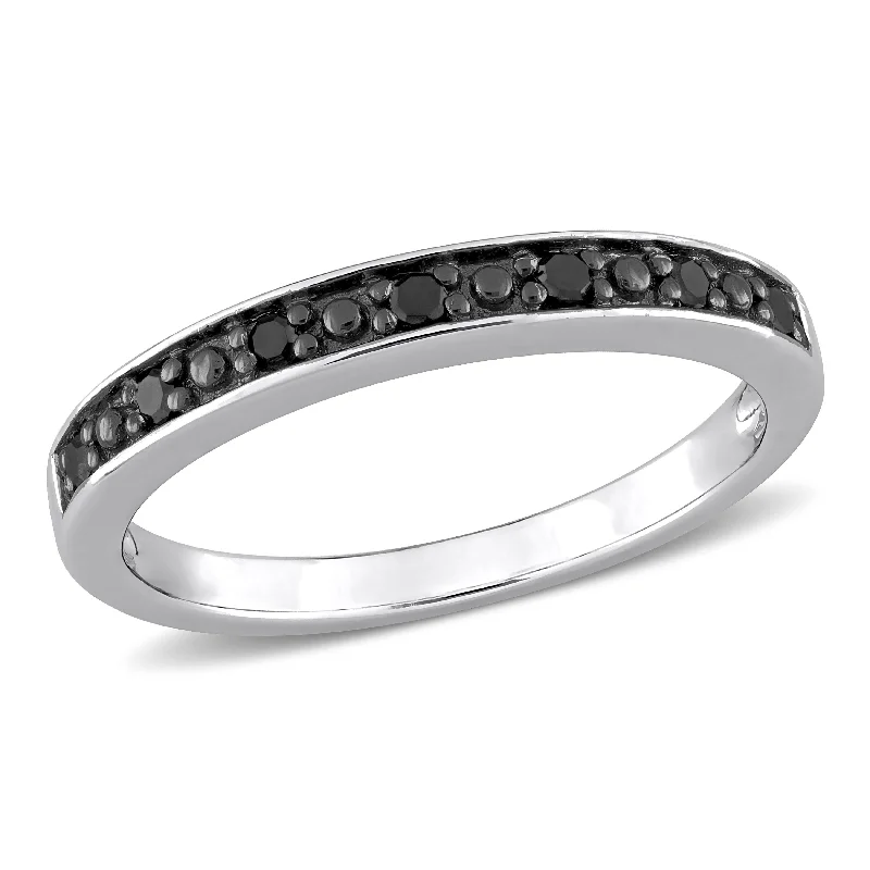 diamond wedding engagement rings-Mimi & Max 1/10ct TW Black Diamond Wedding Band in Sterling Silver with Black Rhodium