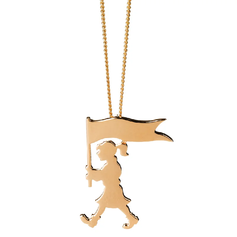 pendant necklaces for women-Karen Walker Marching Girl Necklace - 9ct Yellow Gold