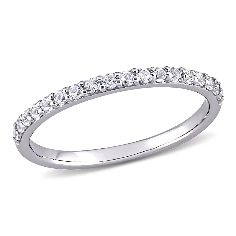 custom-made engagement rings-Mimi & Max 3/8ct TGW Created White Sapphire Anniversary Band in 10k White Gold