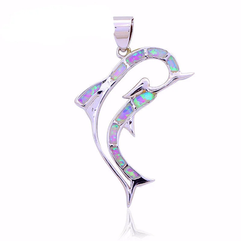 chakra necklaces for women-Absolutely Stunning Purple Fire Opal Silver Dolphin Pendant (necklace not included)