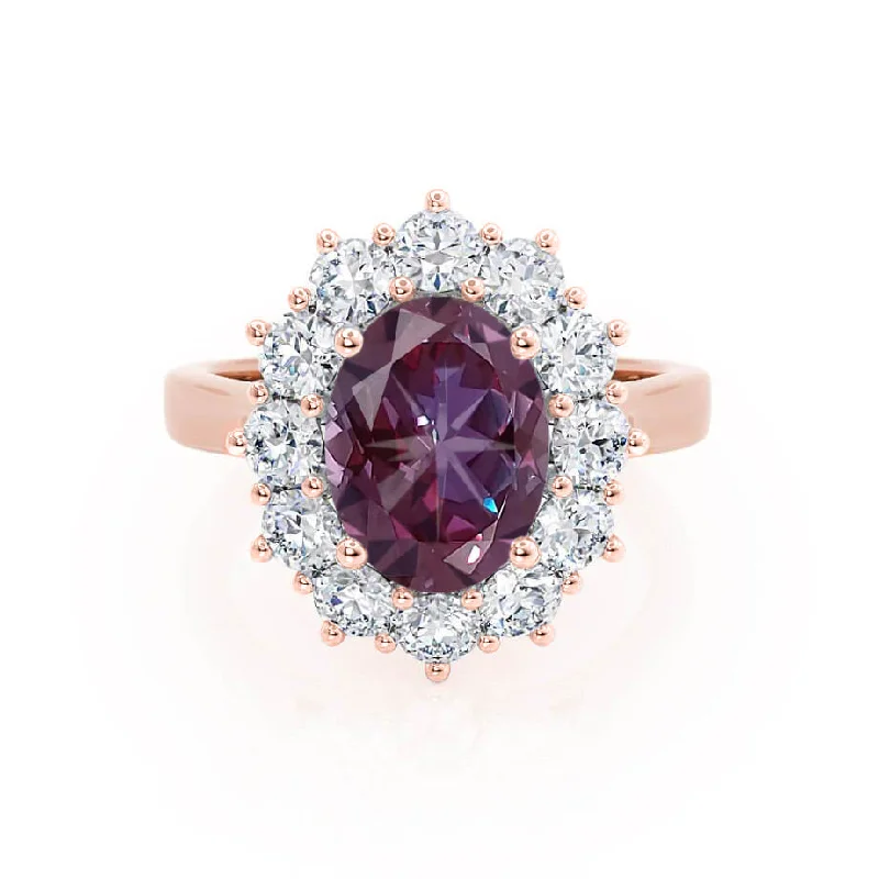 wedding band sets with engagement rings-DIANA - Chatham® Alexandrite & Lab Diamond 18k Rose Gold