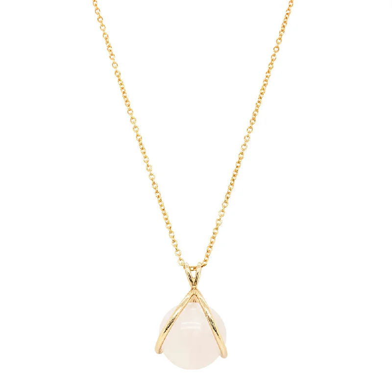 fashionable necklaces for women-9ct Yellow Gold Rose Quartz - Of Feelings Mindfulness Pendant