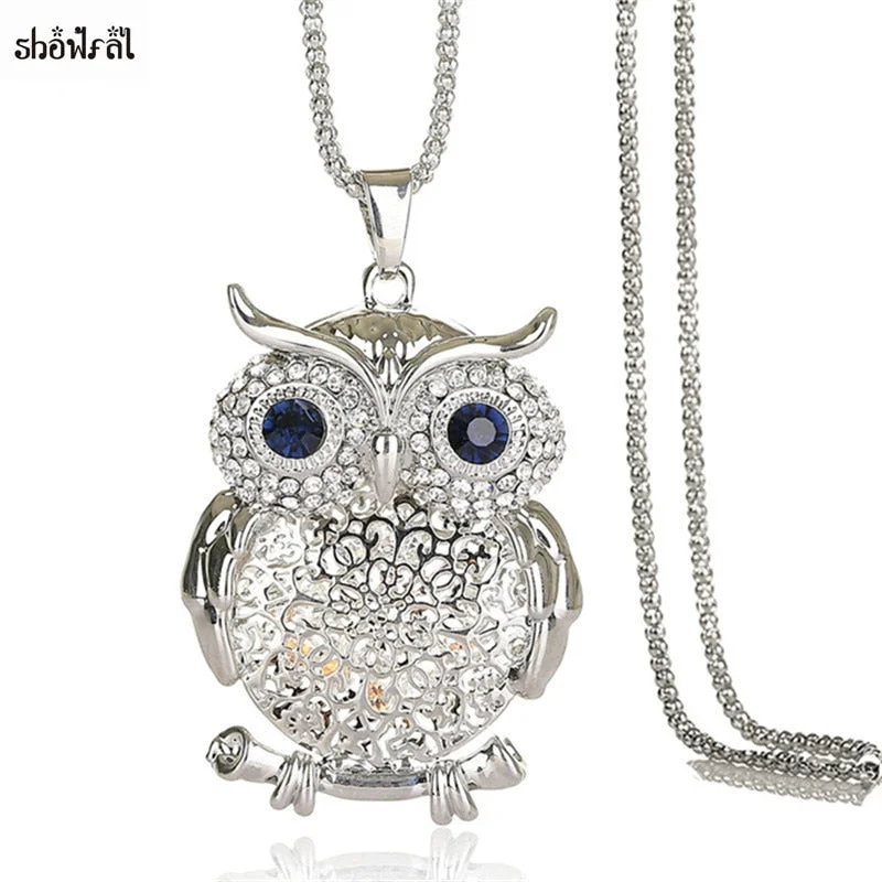 adjustable necklaces for women-Stunning Zircon Hollow Owl Necklace Flower Necklace (Colour Options - Rosary Gold Silver Chain) - Friendship Necklaces