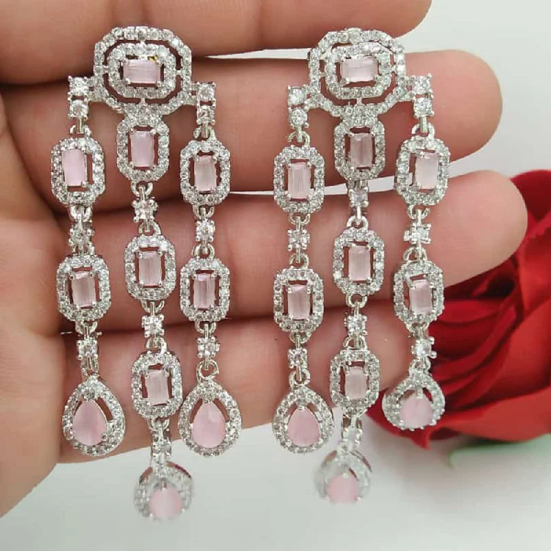 chandelier earrings for women-Manisha Jewellery Silver Plated AD Dangler Earrings