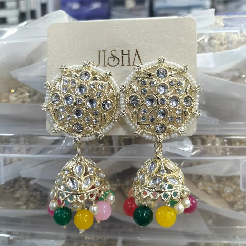 bohemian earrings for women-Manisha Jewellery Gold Plated Austrian Stone Jhumki Earrings