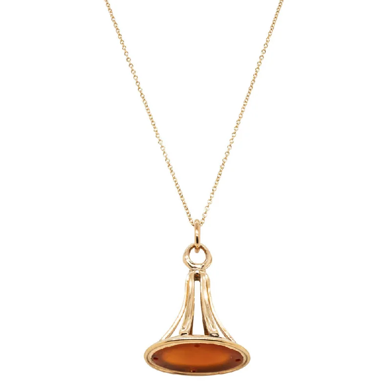 chakra necklaces for women-Vintage 9ct Yellow Gold Carnelian Pendant