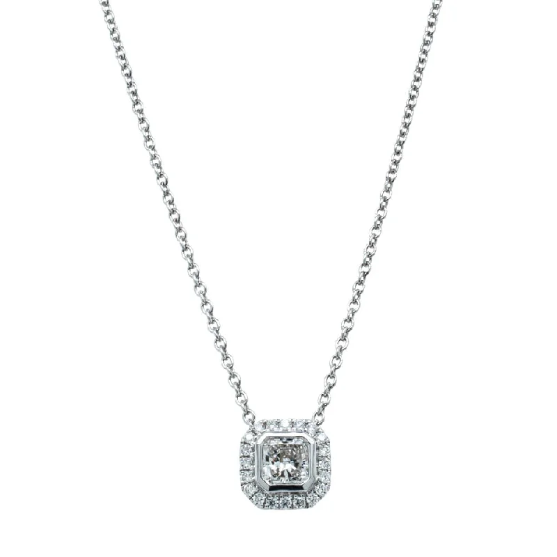 dainty silver necklaces for women-18ct White Gold .41ct Radiant Diamond Isla Pendant